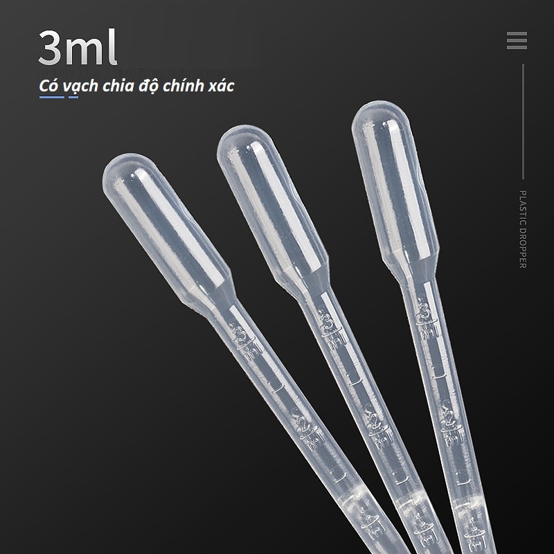 Ống hút bóp nhỏ giọt chiết tinh dầu, nước hoa, phòng thí nghiệm, chất lỏng nhựa 3ml