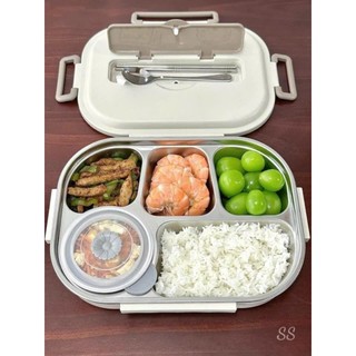 Hộp đựng cơm trưa chia ngăn inox 304 tặng kèm thìa +đũa+túi giữ nhiệt tiện lợi