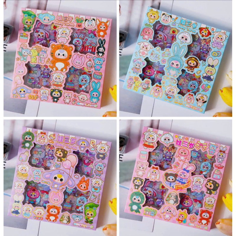 Hộp 96 Tấm Sticker Baby Three Chống Thấm Nước Dễ Thương - Dùng Để Trang Trí Đồ Dùng Cá Nhân - Quà Tặng Cho Bé