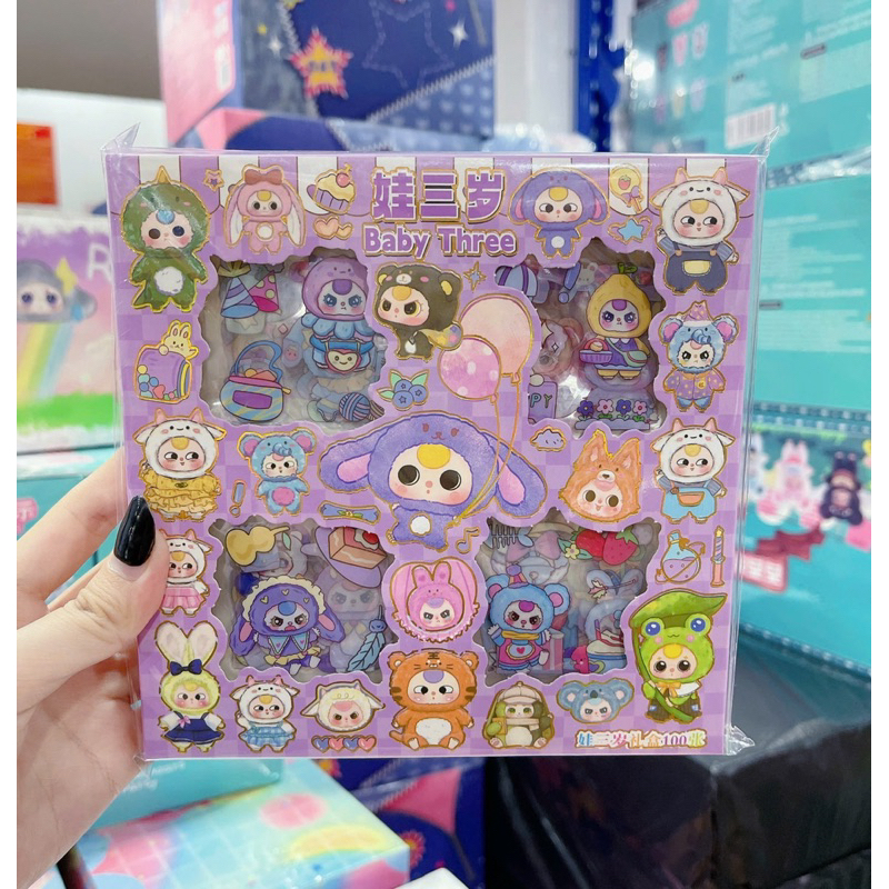 Hộp 96 Tấm Sticker Baby Three Chống Thấm Nước Dễ Thương - Dùng Để Trang Trí Đồ Dùng Cá Nhân - Quà Tặng Cho Bé