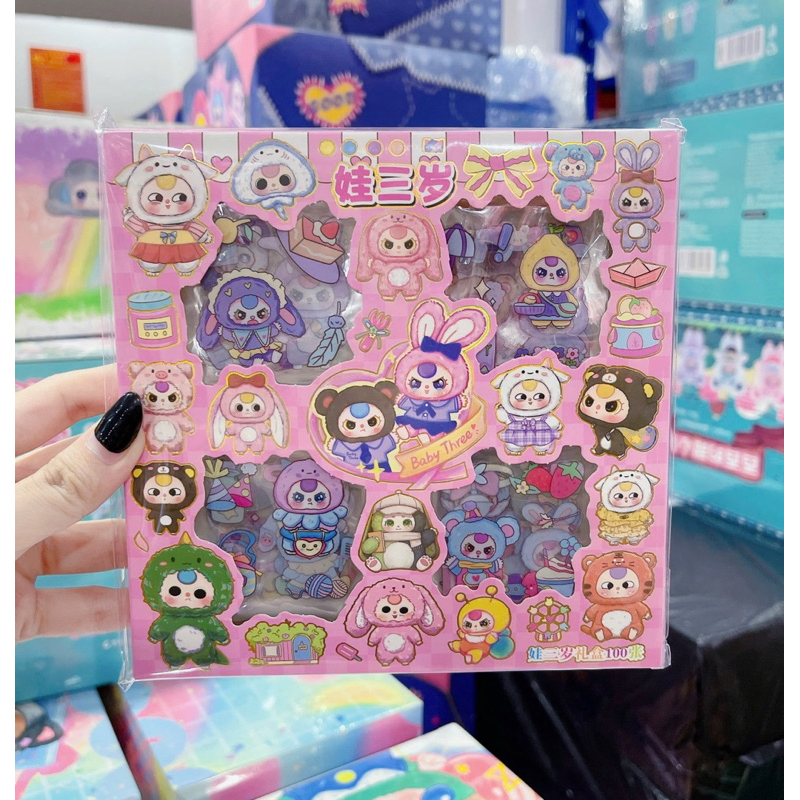 Hộp 96 Tấm Sticker Baby Three Chống Thấm Nước Dễ Thương - Dùng Để Trang Trí Đồ Dùng Cá Nhân - Quà Tặng Cho Bé