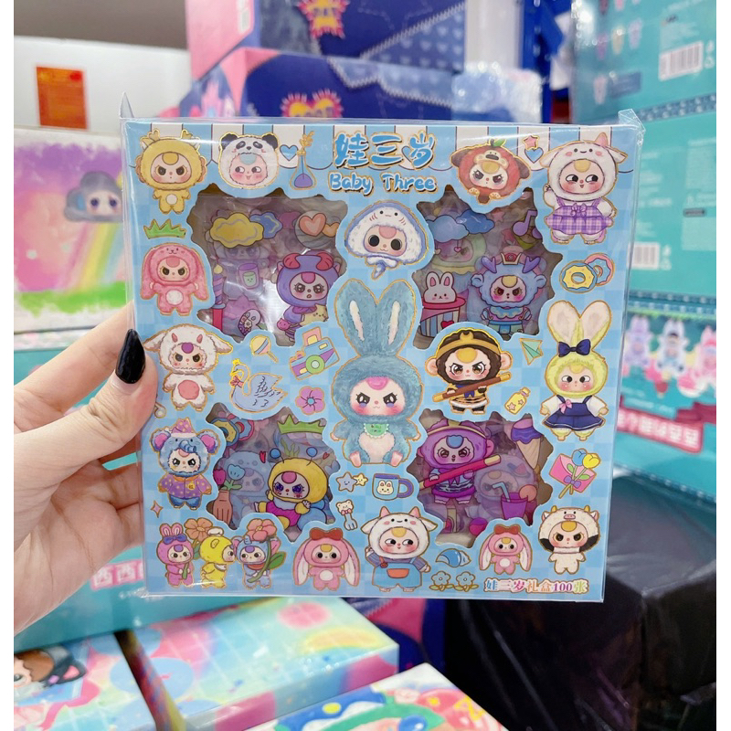 Hộp 96 Tấm Sticker Baby Three Chống Thấm Nước Dễ Thương - Dùng Để Trang Trí Đồ Dùng Cá Nhân - Quà Tặng Cho Bé