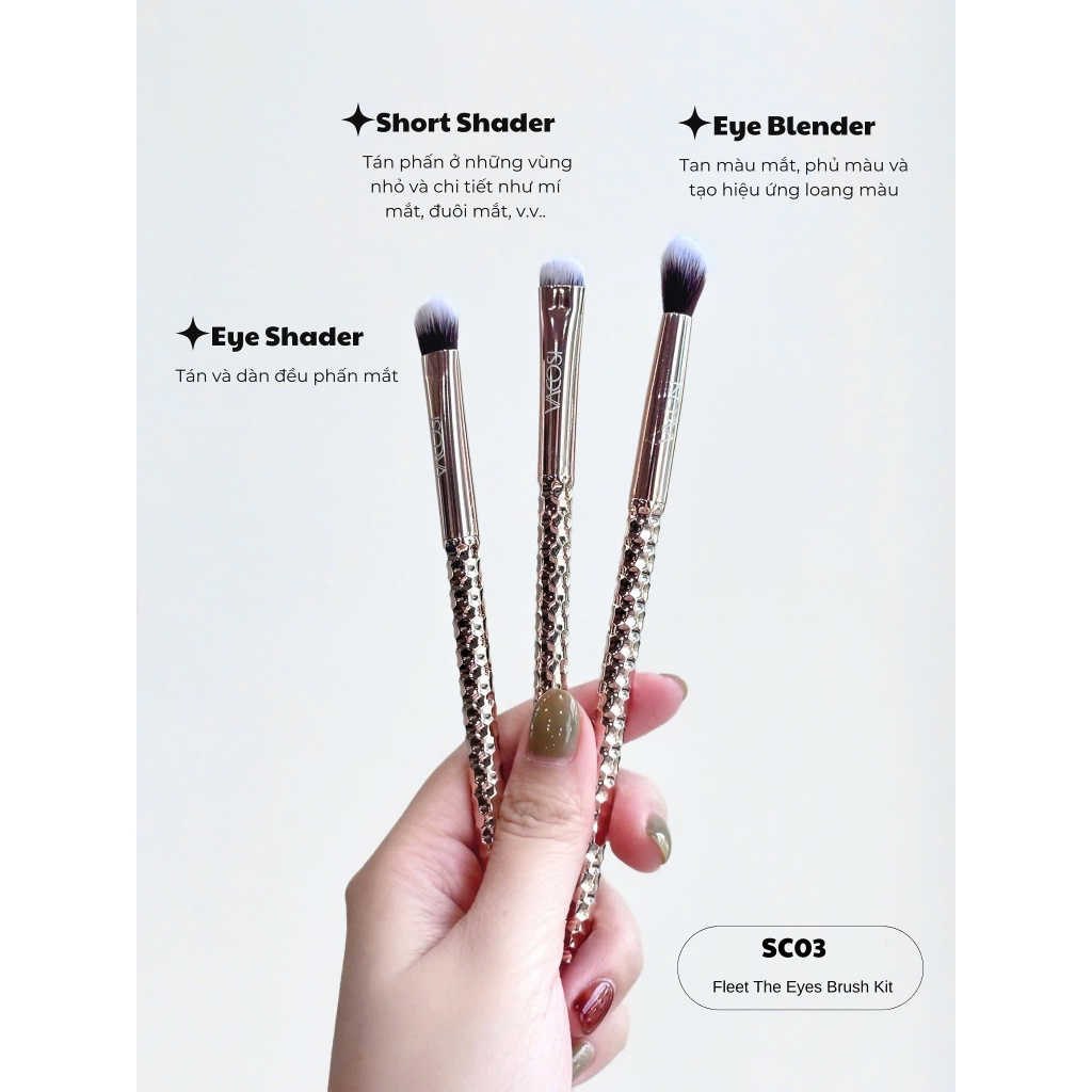 SC03 - BỘ KIT 3 CỌ MẮT PRO VACOSI, PHIÊN BẢN GOLDEN DRAGON - VACOSI FLEET  THE EYES BRUSH KIT, 3PCS