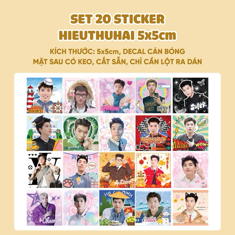 SET 20 Sticker niêm phong, decor HIEUTHUHAI • Hình dán HIEUTHUHAI kích ...