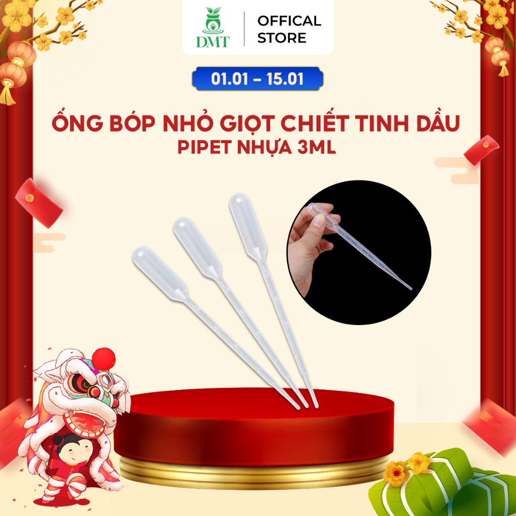 Ống hút bóp nhỏ giọt chiết tinh dầu, nước hoa, phòng thí nghiệm, chất lỏng nhựa 3ml