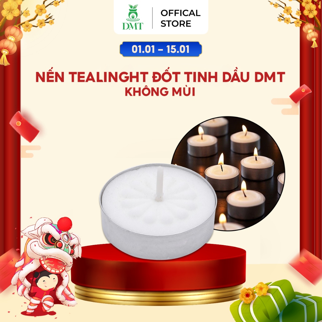 Nến TeaLight đốt tinh dầu , nến xông tinh dầu, không mùi, không khói cháy trong 2h màu trắng