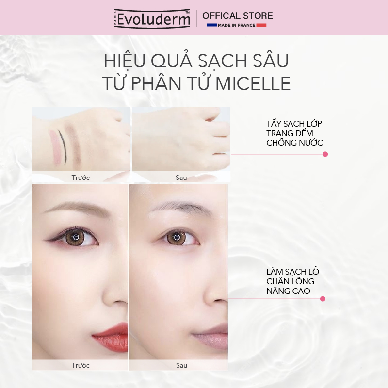 Nước tẩy trang Evoluderm Eau Micellaire 100ml (Màu Hồng)