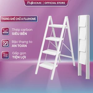 Thang xếp gọn chữ A 2- 3 -4 bậc thép carbon FUJIHOME Nhập Khẩu, thang đa năng gấp gọn gia đình bản to thắp hương