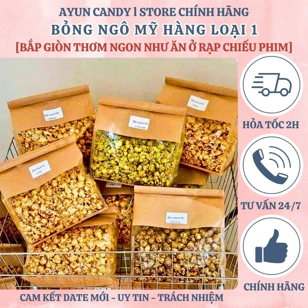 [TÚI TO 500G TẶNG 100G] Bỏng Ngô Mỹ – Bắp Rang Bơ Siêu To Mix Đủ Vị – Bắp Rạp Chiếu Phim
