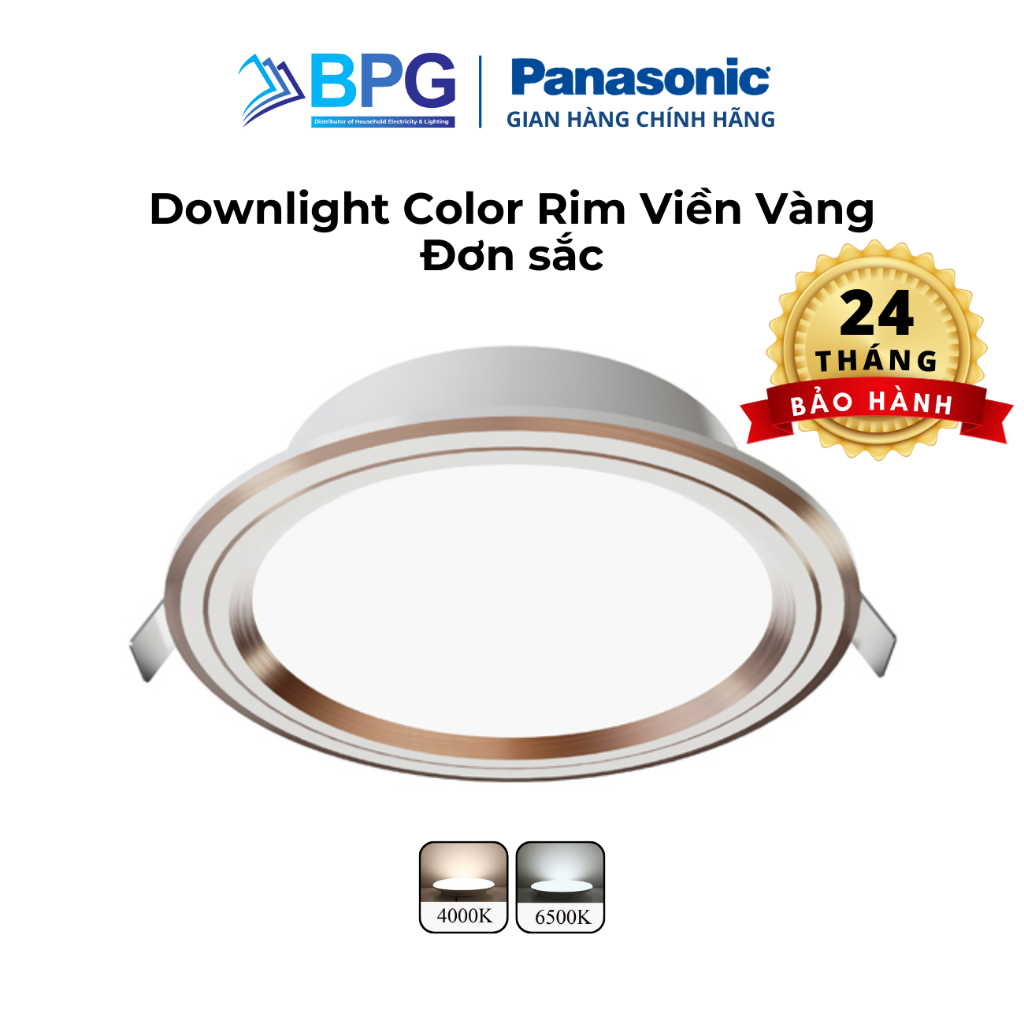 Đèn LED Âm trần Viền Vàng, Viền Bạc Panasonic Color Rim đơn sắc - đổi ...