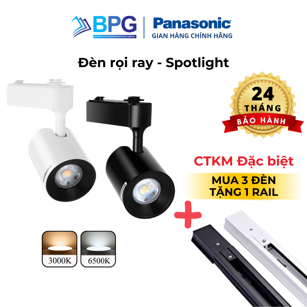 Ảnh Đèn Rọi ray Panasonic, Đèn chiếu điểm Spotlight Công suất 7W Loại Gắn thanh ray và Loại Gắn trần 1
