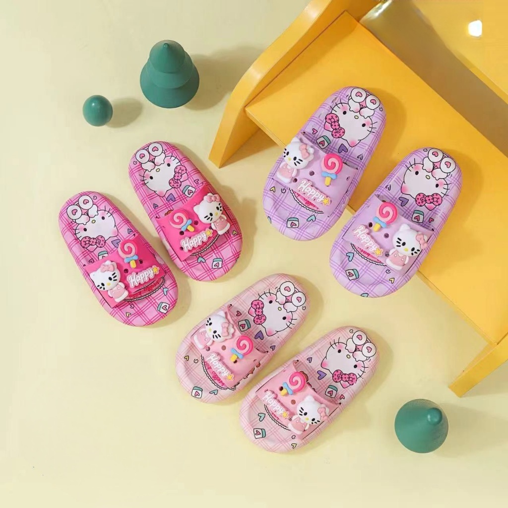 Dép bánh mì cho bé gái hình mèo kitty 3D siêu xịn cao cấp êm chân bé