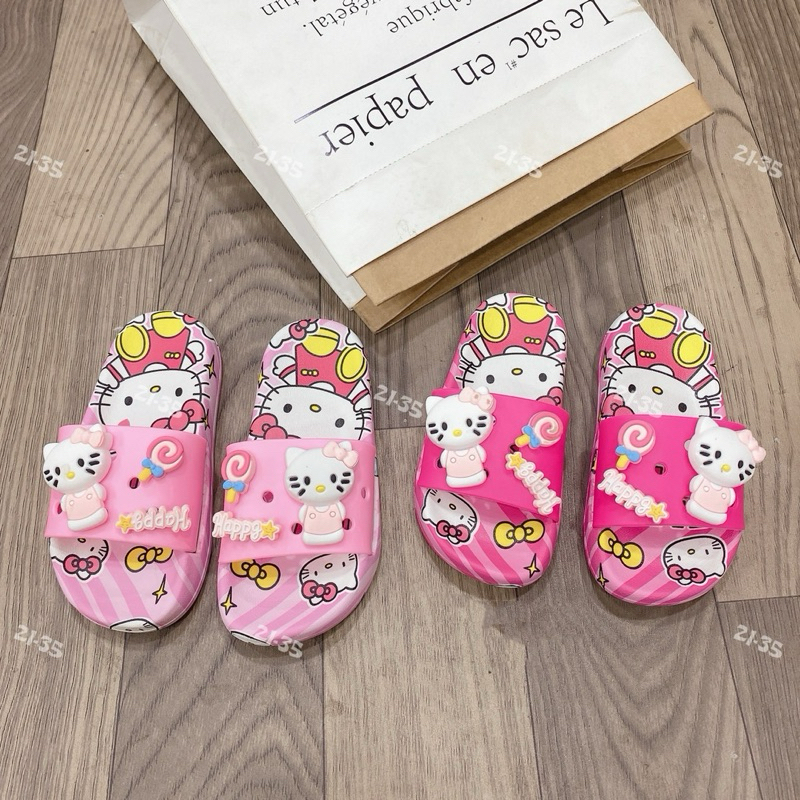 Dép bánh mì cho bé gái hình mèo kitty 3D siêu xịn cao cấp êm chân bé