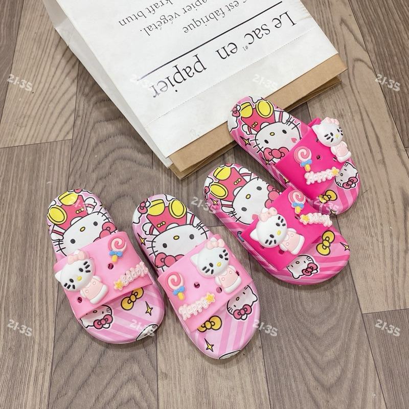 Dép bánh mì cho bé gái hình mèo kitty 3D siêu xịn cao cấp êm chân bé