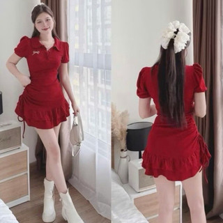 Đầm body đỏ tết noen bèo tầng siêu sang sịn hai màu đỏ đen xinh VANISA DT331