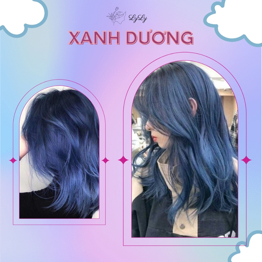 Thuốc nhuộm tóc màu Xanh Đen Khói, thuốc nhuộm tóc cao cấp không cần tẩy, kem nhuộm tóc tại nhà tiện lợi COLORKING