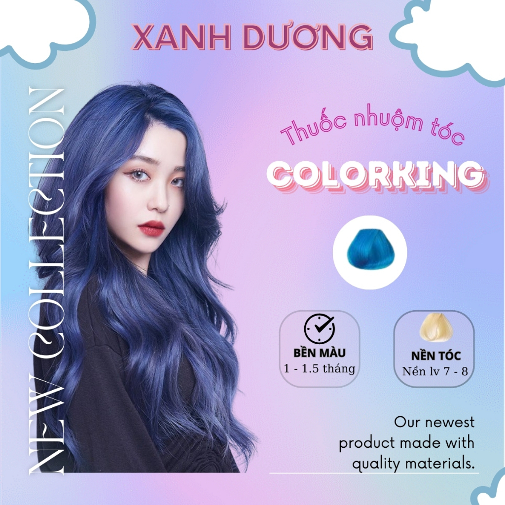 Thuốc nhuộm tóc màu XANH DƯƠNG, thuốc nhuộm tóc cao cấp, kem nhuộm tóc tại nhà tiện lợi COLORKING