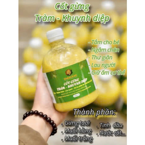 [DATE 25/10/2026] Cốt Gừng Tràm Khuynh Diệp Điềm Kim 500ml-Pha tắm Mẹ và Bé, ngâm chân , giữ ấm