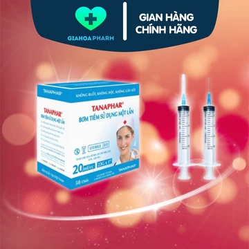 Bơm tiêm / Ống kim chích (Xy lanh) vô trùng Tanaphar 20ml / 20cc (bơm thuốc, sữa, thức ăn)
