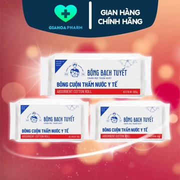 Bông gòn y tế thấm nước dạng gói nhỏ tiện dụng Bông Bạch Tuyết thấm máu, dịch vết thương, mổ, phẫu thuật, vệ sinh da bé