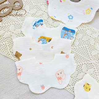 Yếm Tròn Hoa Muslin 4 Lớp có cúc bấm Độ Chất Liệu Mềm Mịn - Thấm Hút Mồ Hôi Cho Bé 0-1,5 Tuổi