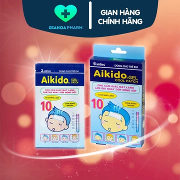 Miếng dán hạ sốt trẻ em Aikido Cool Patch chườm lạnh, giảm nóng nhanh, làm mát kéo dài, an toàn bé sơ sinh, trẻ nhỏ