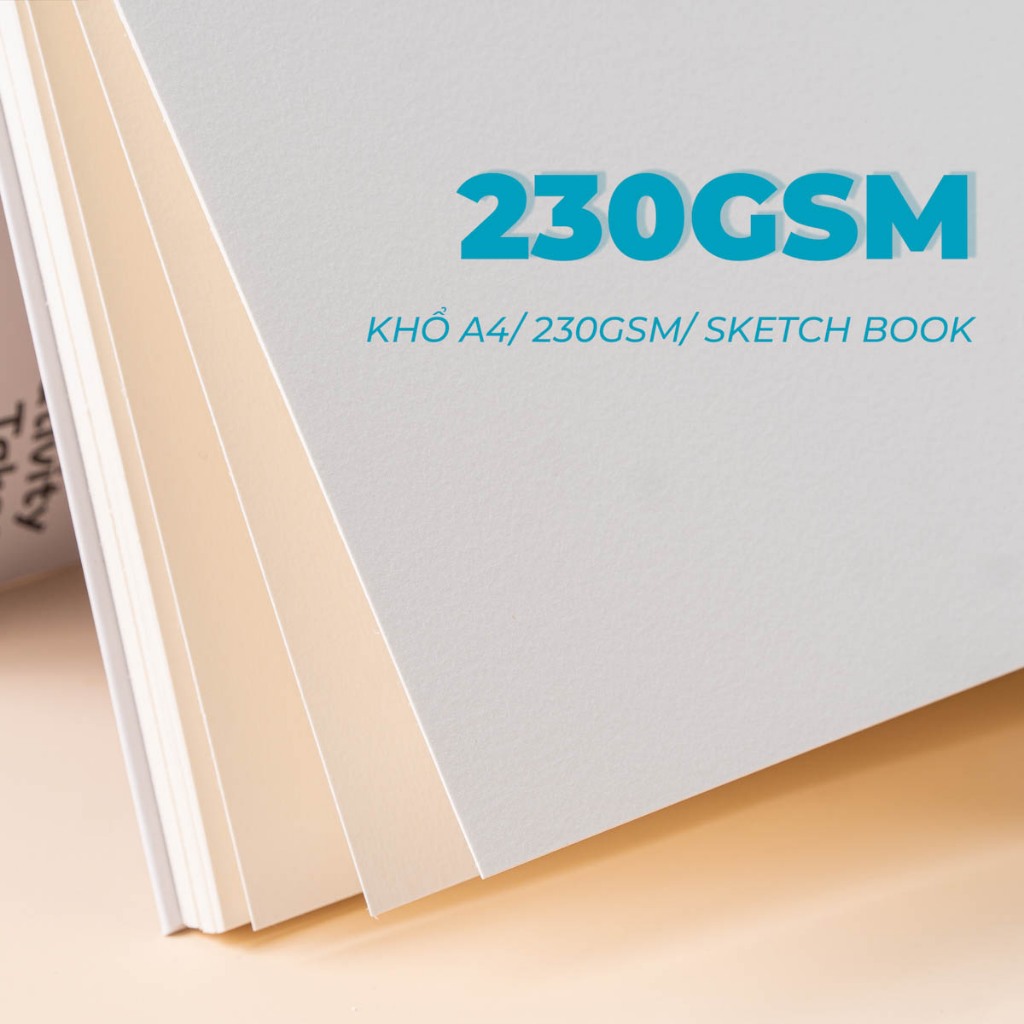 Sổ Vẽ Sketchbook 230GSM Van Gogh Giấy Có Vân, Không Kỵ Tẩy, Ăn Chì, Lên Màu Tốt, Sổ Vẽ Phác Thảo A4 A5 Bìa Cứng 30 Tờ