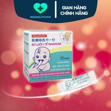 Gạc rơ lưỡi Tanaphar Hộp 50 cái - Gạc y tế tiệt trùng xỏ ngón, vệ sinh lưỡi, răng miệng cho bé, an toàn cho trẻ sơ sinh