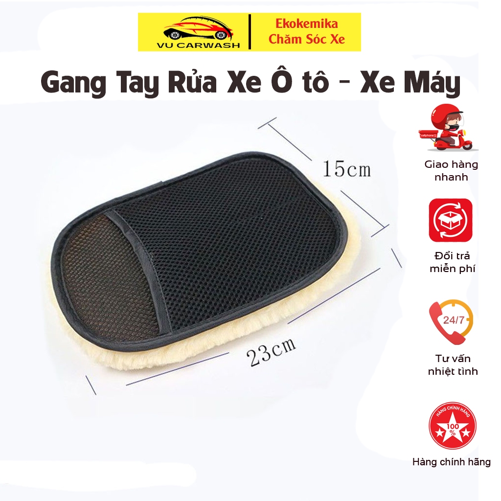 Gang Tay Lông Cừu - Gang Tay Rửa Xe Ô Tô, Xe Máy Siêu Nhẹ Mềm Mịn