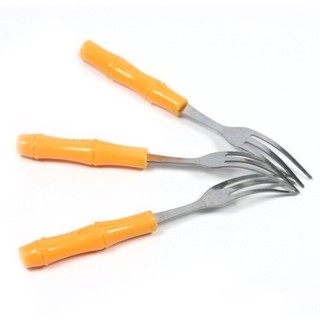 Bộ 10 nĩa inox nhỏ cán nhựa dùng ăn trái cây tiện lợi