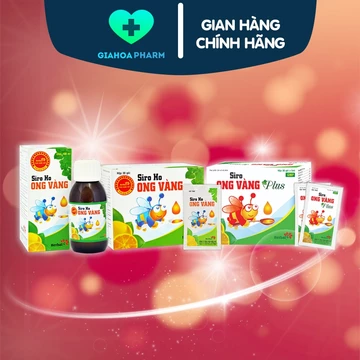 Siro ho Ong Vàng (Plus) thành phần thảo dược làm ấm, giảm đau, ngứa rát họng, ho, đàm, khàn tiếng do cảm dạng chai / gói