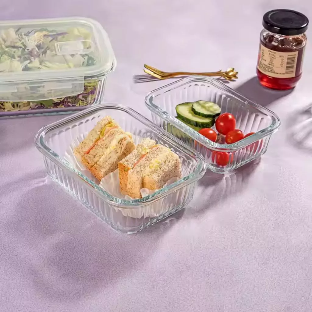 Hộp cơm văn phòng bằng thủy tinh chia ngăn chống tràn dùng được trong lò vi sóng SP09