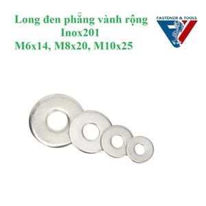 50 cái M6, M8, M10 Long đen phẳng vành rộng Inox201