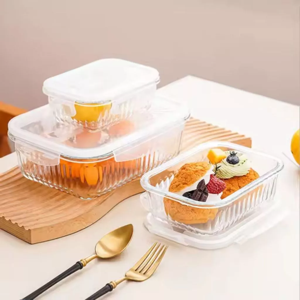 Hộp cơm thủy tinh cao cấp Uchan chống tràn dùng được cho lò vi sóng Hộp đựng thực phẩm SP09