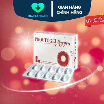 Proctogel Maxpro - Viên uống hỗ trợ trĩ nội, trĩ ngoại, ngừa táo bón (Hộp 20 viên)