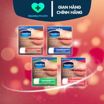 Sáp Vaseline Lip Therapy dạng thỏi son dưỡng môi ẩm, mềm, giảm khô nứt, dùng như son lót, giúp son bám màu (Stick) 4.8g