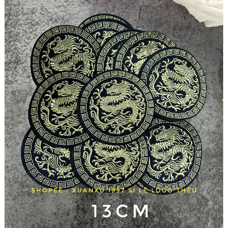 hình thêu . patch ủi tròn rồng gắn áo dài 13cm | Shopee Việt Nam