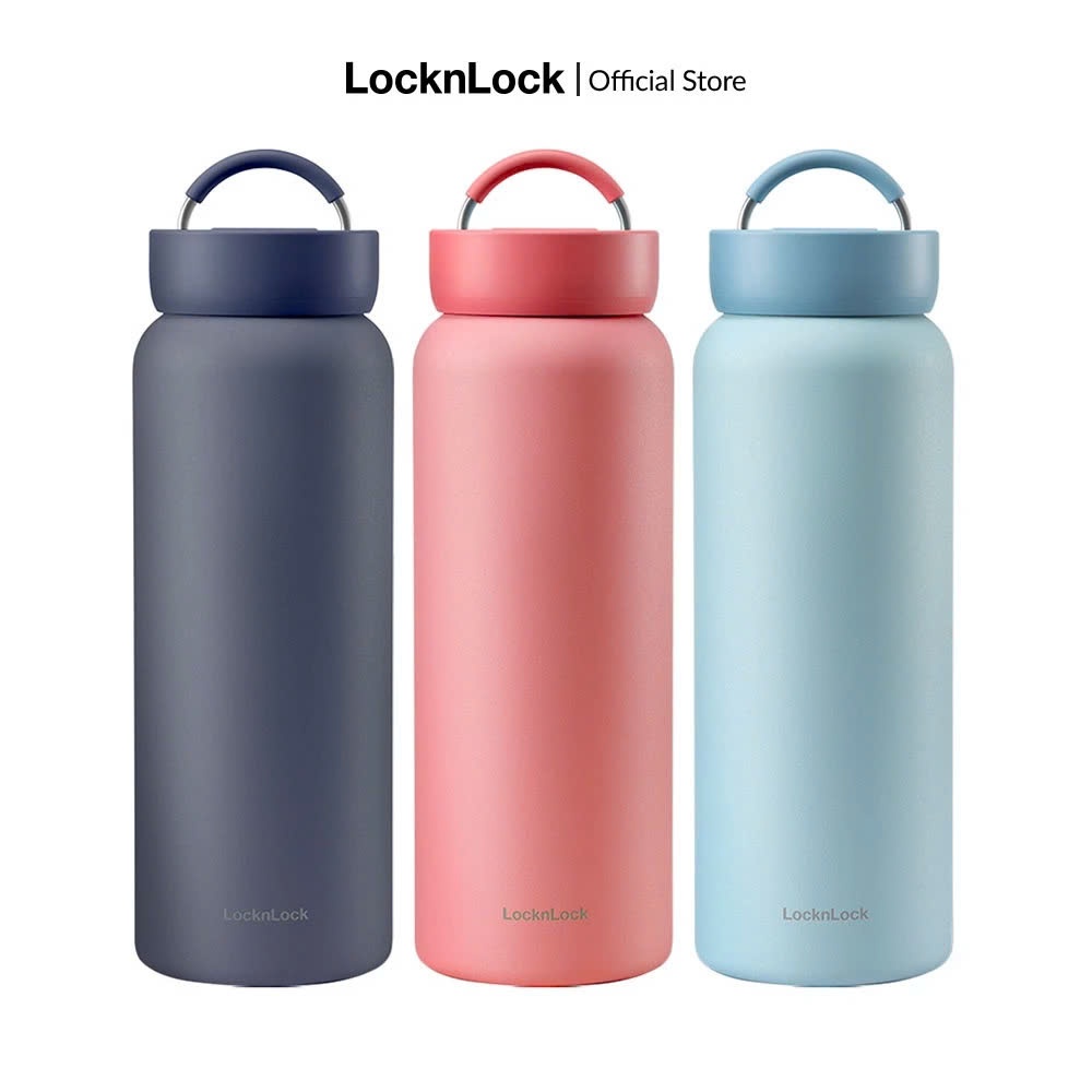 Bình giữ nhiệt LocknLock Jumbo Tumbler LHC4300 Màu Xanh Dương 900ml, có quai xách - K-MALL