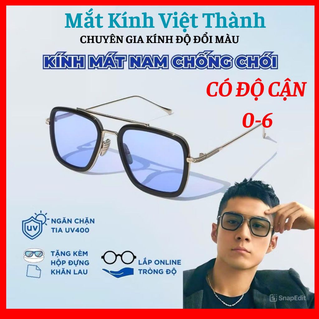 Kính mát râm cận vuông thời trang unisex chống tia uv Mắt Kính Việt ...