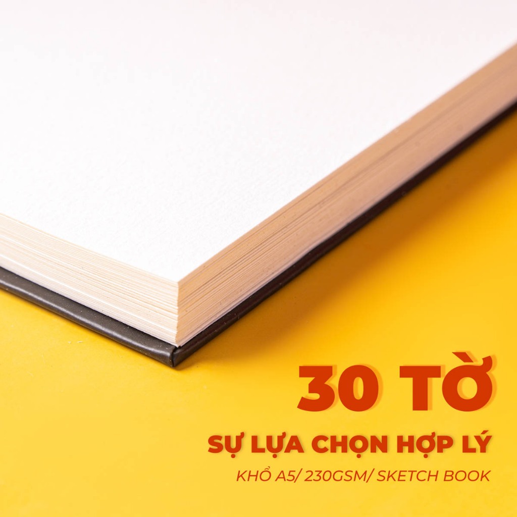 Sổ Vẽ Đa Chất Liệu GLOBAL ART 230GSM Giấy Ăn Chì Lên Màu Tốt A5 A4 Không Kị Tẩy Vẽ Màu Nước 60 Trang Có Mặt Vân Mặt Mịn