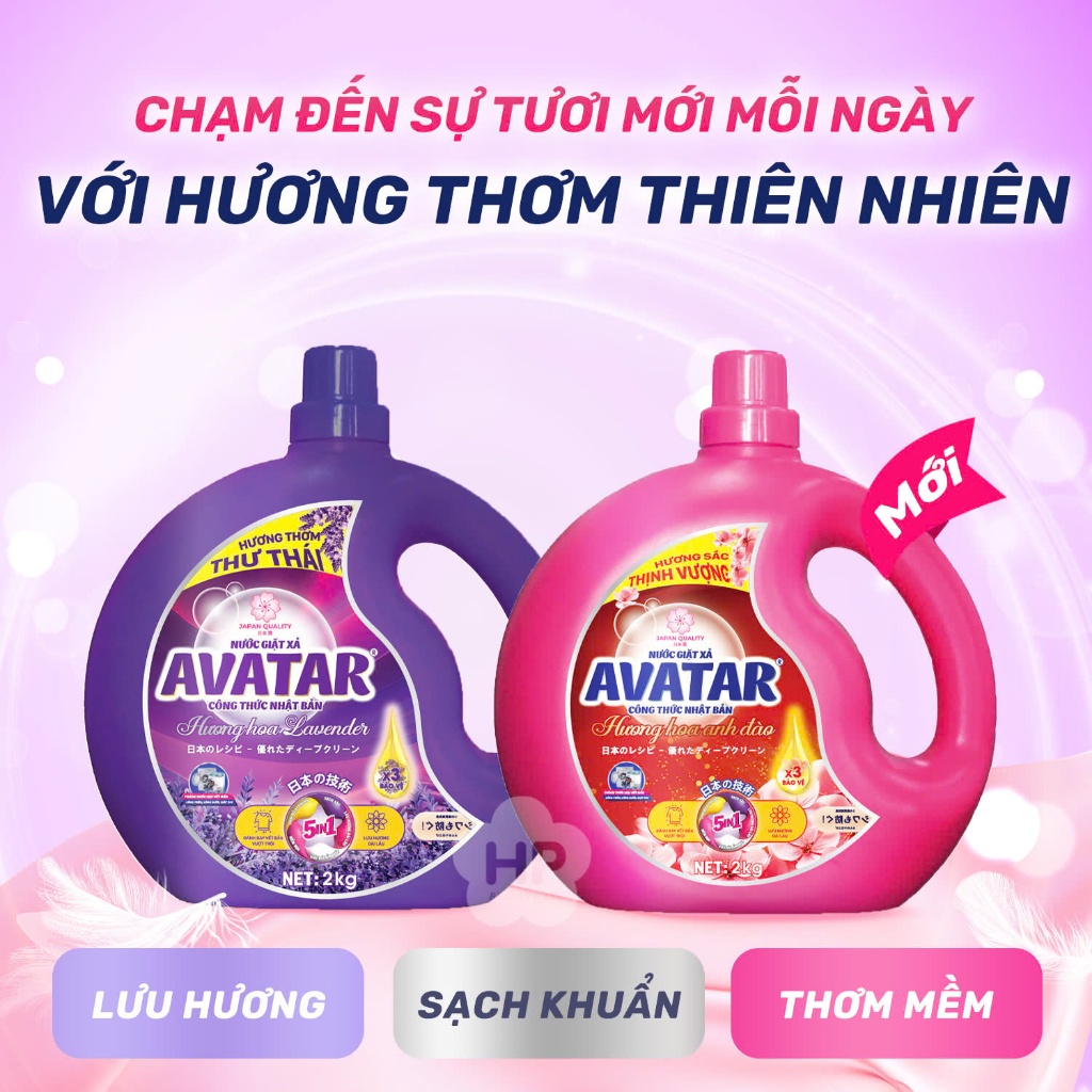 Combo 2 Can Nước Giặt Xả Vải Avatar Hương Hoa Anh Đào 4Kg