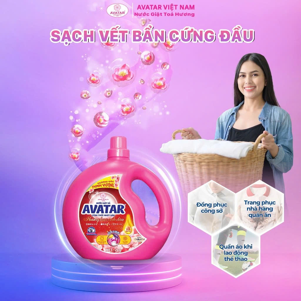 Combo 2 Can Nước Giặt Xả Vải Avatar Hương Hoa Anh Đào 4Kg