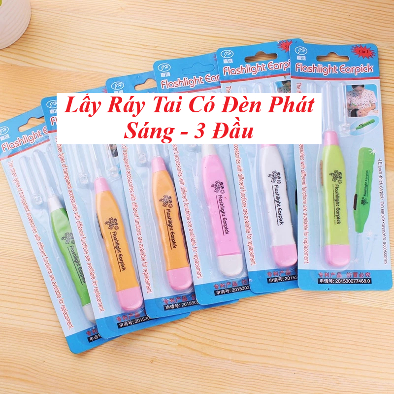 Cây Lấy Ráy Tai , Soi Tai Có Đèn 3 Đầu Nhỏ Gọn Tiên Lợi.( bìa giấy ...