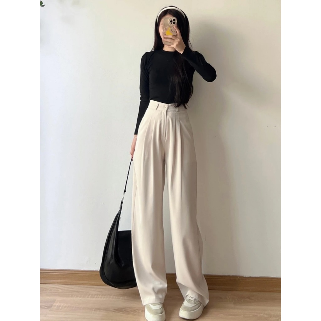 Quần BIGSIZE NỮ Ống Suông Lưng Cao, Quần Ống Rộng Vải Gold Nhật Hàng Cao Cấp Mềm Mướt, Dáng Dài 100cm