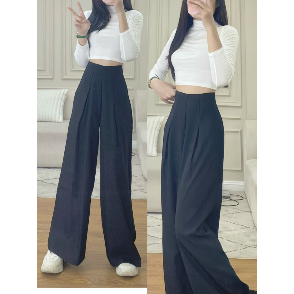 (39kg - 70kg) Quần Ống Suông Hàng Cao Cấp, Quần Vải Ống Đứng Thiết Kế Lưng Cao Phối Dây Chéo Độc Đáo