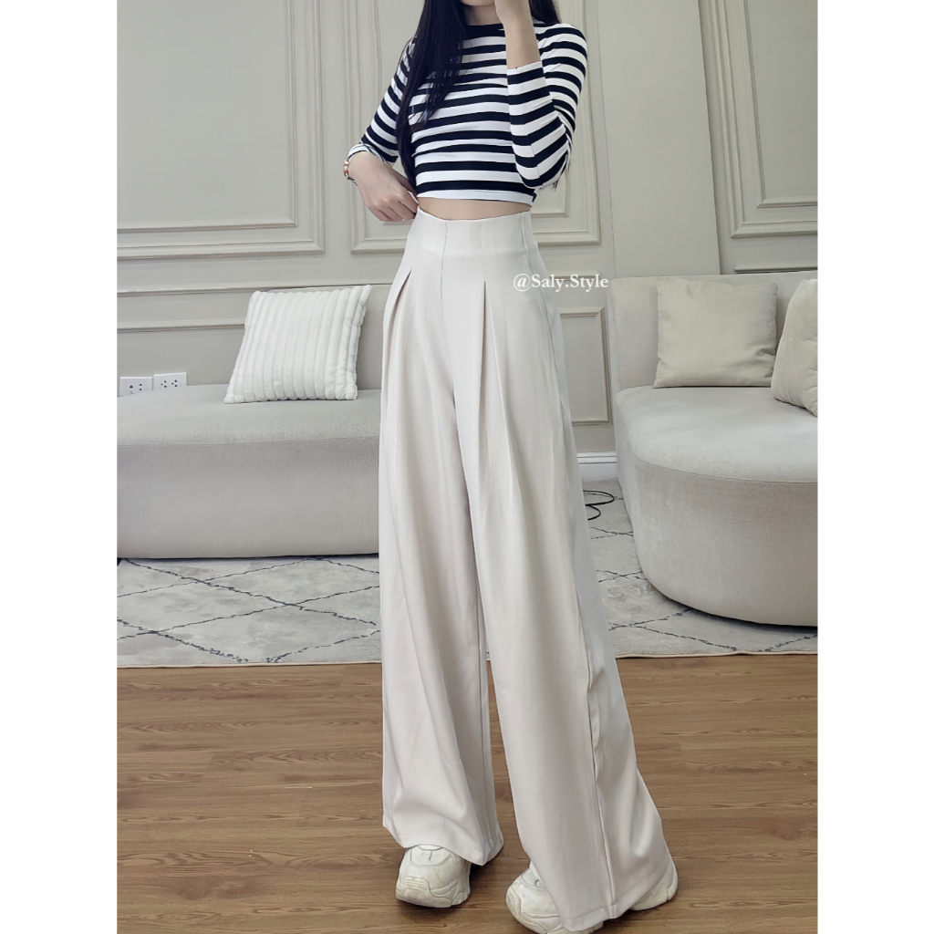 (39kg - 70kg) Quần Ống Suông Hàng Cao Cấp, Quần Vải Ống Đứng Thiết Kế Lưng Cao Phối Dây Chéo Độc Đáo