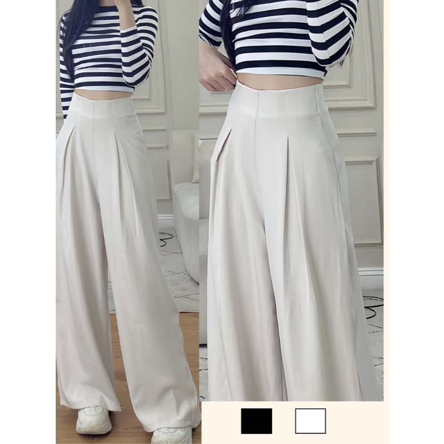 (39kg - 70kg) Quần Ống Suông Hàng Cao Cấp, Quần Vải Ống Đứng Thiết Kế Lưng Cao Phối Dây Chéo Độc Đáo
