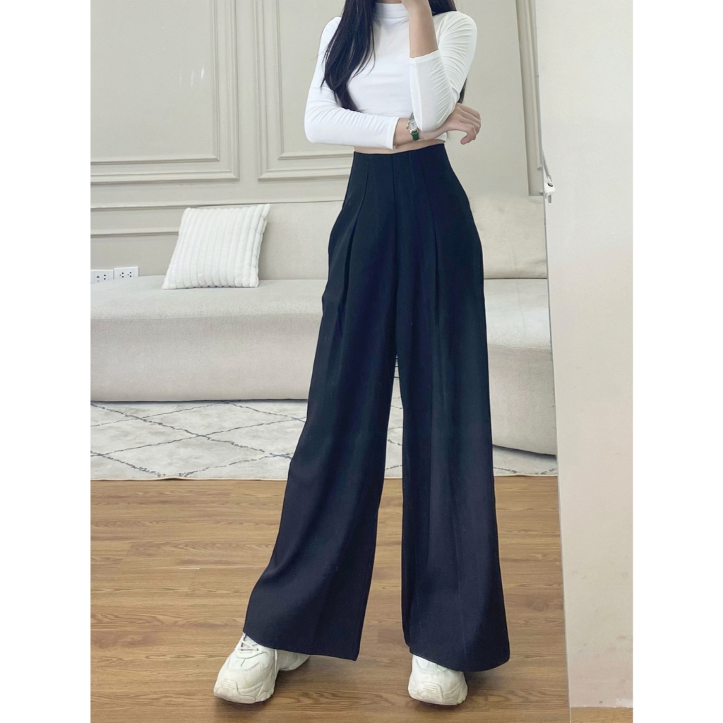 (39kg - 70kg) Quần Ống Suông Hàng Cao Cấp, Quần Vải Ống Đứng Thiết Kế Lưng Cao Phối Dây Chéo Độc Đáo