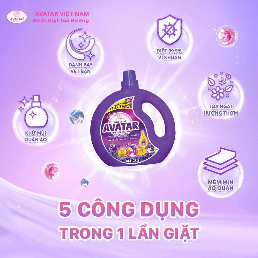 Combo 2 Túi Nước Giặt Xả Avatar Hương Oải Hương 4kg