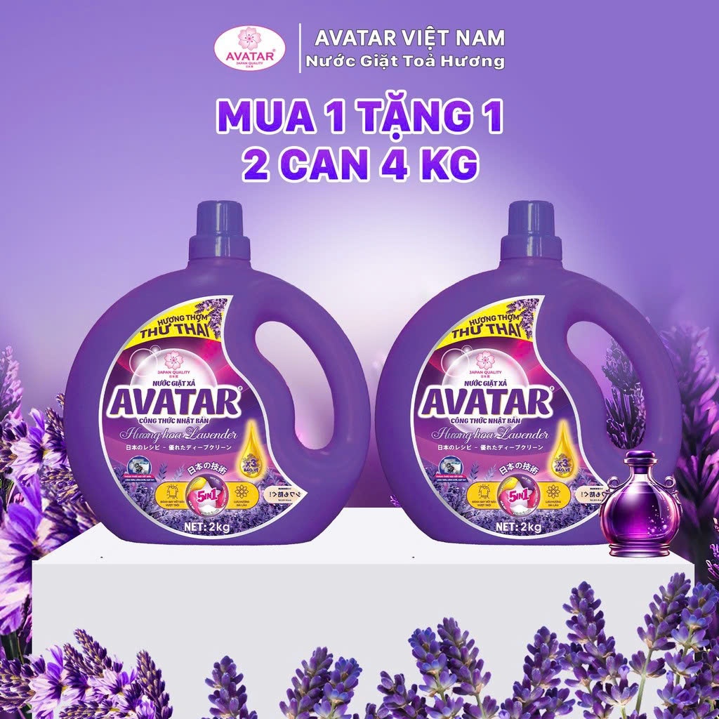 Combo 2 Túi Nước Giặt Xả Avatar Hương Oải Hương 4kg